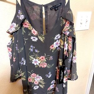 Haute Monde Blouse Womens Large Ruffled Flowered Top